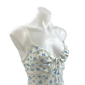 Kiss The Sky Juliette White Blue Floral Sleeveless Cami Camisole Maxi Dress XS thumbnail 3