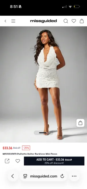 Sequin white party dress thumbnail 3