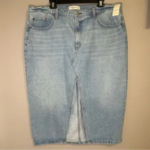 NEW Abercrombie & Fitch front slit denim midi skirt women’s plus size 18 / 34 thumbnail 3