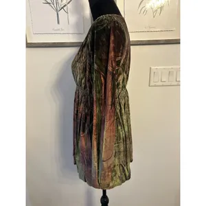 Apt 9 Velvet Tunic Sz. Medium Peacock Feathers Forest FairyGrunge Y2K Goblincore thumbnail 3