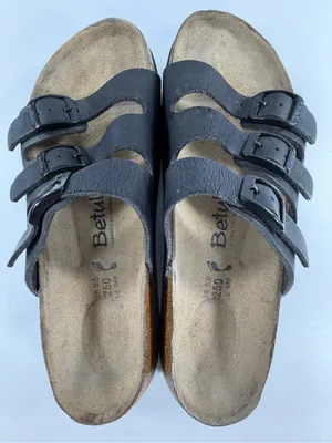Betula by Birkenstock Black 3‎ Strap Sandals EU 39 US 8.5 Cork Footbed thumbnail 3