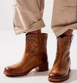 Free People Harmony Studded Ankle Boots in Biscuit 8.5 thumbnail 1