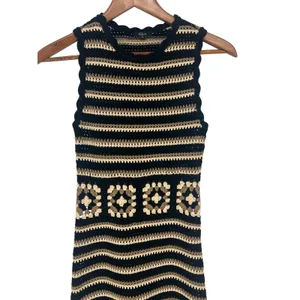 Rails Coco Crochet Knit Midi Dress Black Cream Brown‎ XS thumbnail 6
