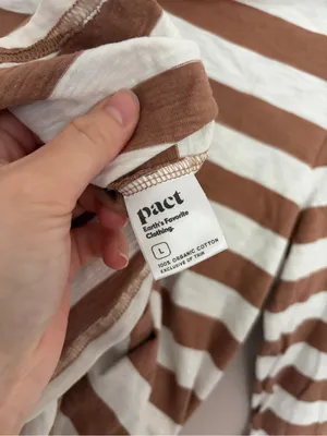Pact Slub Knit Twist Back Striped Long Sleeve Top Large thumbnail 4