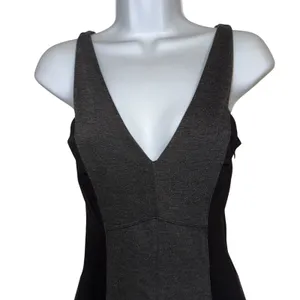 HALE BOB‎ Sleeveless V Neck Fit and Flare Dress Panel Blocked Black & Gray EUC S thumbnail 3