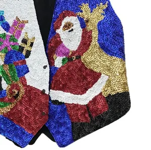 Vintage 80’s Beaded Sequin Christmas Vest L Size L thumbnail 4