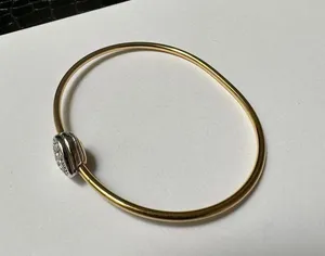 Monet Gold Tone Skinny Bangle Bracelet 7 3/4 Inch Silver Tone Rhinestone Heart thumbnail 4