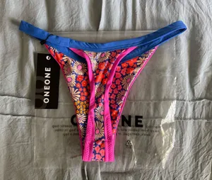 ONEONE Swimwear size L floral print thong bikini bottoms thumbnail 1