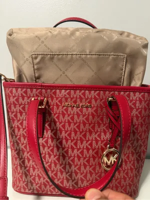 Michael Kors Pink-Red Signature Tote Satchel thumbnail 4