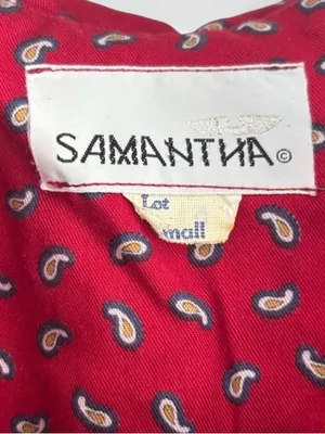 Samantha Vintage Wine Red Blue Paisley Midi Dress Women’s Size Small thumbnail 5