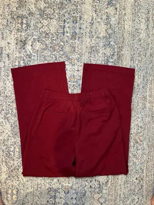 rue craft Tailored Trouser Burgundy Red High Waisted Wide Leg Pants Women's Size thumbnail 3