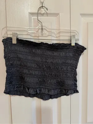 Free People Be Right Back Smocked Tube Top Black Size S NWT thumbnail 4