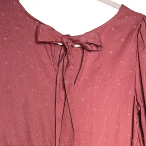 Anthropologie Rust Swiss Dot Tiered Mini Dress Long Sleeve Babydoll M thumbnail 10
