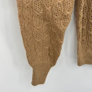 J. Crew sweater size M alpaca wool cable knit balloon sleeve pullover camel NEW thumbnail 3