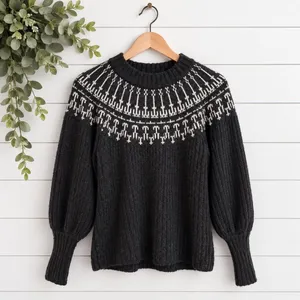 Universal Thread fairisle black puff sleeve sweater small thumbnail 2