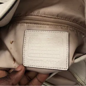 Coach Madison Leather Phoebe Shoulder Hand Bag Purse Beige Cream Leather 26224 Hobo Preppy Gold Hardware Approx 13” wide x 10.5” tall x 3.5” deep thumbnail 7