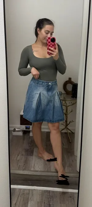 Airz blue denim pleated skirt thumbnail 1
