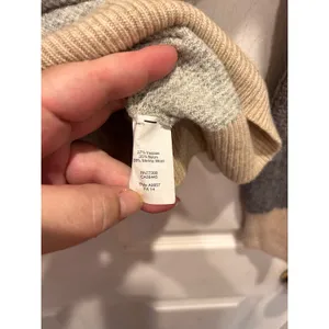 J.Crew Womens Merino Wool Blend‎ Colorblock Waffle Knit Sweater Grey L Academia thumbnail 5
