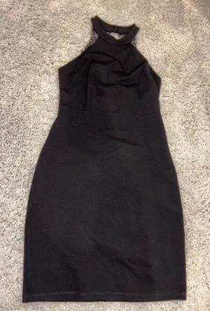 Lulus Black Bodycon Mini Dress with Lace Detailing Womens Size Small In Great Condition thumbnail 1