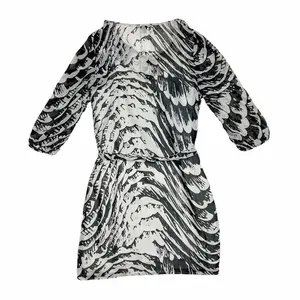 Express Grey Black Zebra Print 3/4 Sleeve Button Down‎ Shift Dress Size Small thumbnail 2
