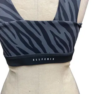 Allfenix Bandeau Sports‎ Bra Tiger Animal Print Stretch Gray Black Size Medium thumbnail 8