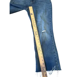 J Crew Mid Rise Flare Crop Jeans Blue Denim Distressed‎ Size 28 thumbnail 7
