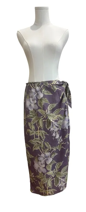 Vtg Tommy Bahama Hawaiian Midi Skirt 100% Silk Purple Size Medium thumbnail 1