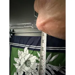 Floral Patterned llScarf in Navy and Green Blue thumbnail 7