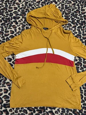 2000s vintage style yellow, red, and white color block hoodie thumbnail 3