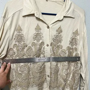 Gimmicks from Buckle Cream and Tan Embroidered Button-Up Shirt thumbnail 4