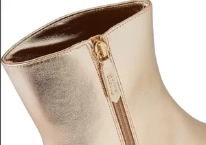 Schutz Boots Sz 7 Dellia Gold/Platina Ankle Bootie Sleek Metallic thumbnail 5