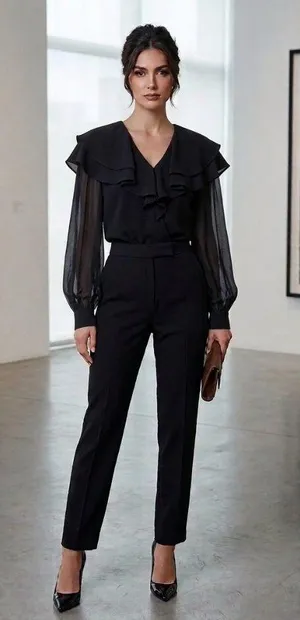 Lillie Rubin Vintage Silk Blouse Black Size M Romantic Dark Coquette Whimsigoth thumbnail 1