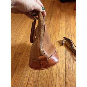 Dooney & Bourke Satchel Bag Womens Brown Pebbled Leather Zip Crossbody Purse thumbnail 8