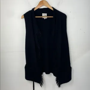 Wilfred Free Black Alpaca Wool Blend Sweater Vest with Fringe size Small thumbnail 2