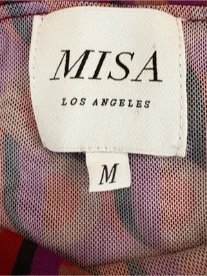 MISA Los Angeles MISA Vivian Geo Sixty Mesh Midi Dress M Retro 60’s Mod Bodycon Side Slit Autumn thumbnail 8