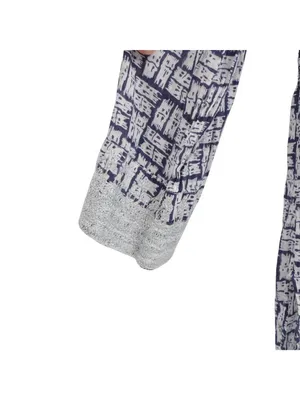 Roberta Roller Rabbit Tunic Top Blue White Print Silver Embroidered V-neck M thumbnail 3