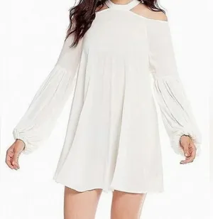 Free People NEW Drift Away Cold Shoulder Balloon Sleeves Tunic‎ Dress Small thumbnail 1