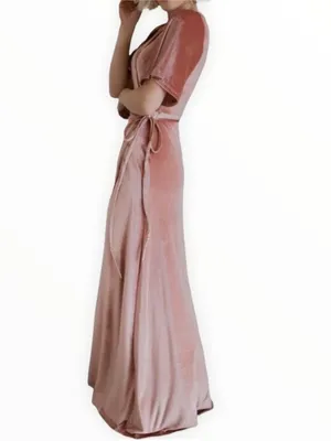 Women’s Baltic Born Meghan Velvet True Wrap Maxi Dress Pink Mauve Size M thumbnail 2