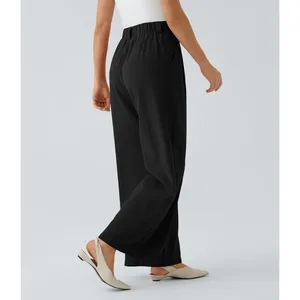 Halara Wide Leg Flowy Solid Palazzo Casual Linen Feel Pants Black XL thumbnail 5