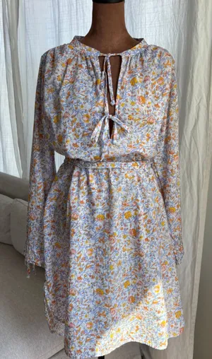 J. Crew Floral Peasant Dress M Long Sleeve Keyhole Belted Cottage Fall Boho thumbnail 1