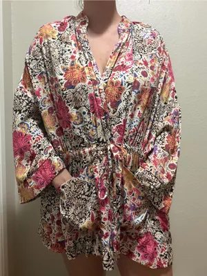 Intimately Free People Slinkin Floral Kimono Robe Wrap Cover Up Medium thumbnail 1