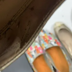 Tory Burch Size 9 Bar Logo Ballet Flat Champagne Natural Odyssey Karajah‎ Print thumbnail 3