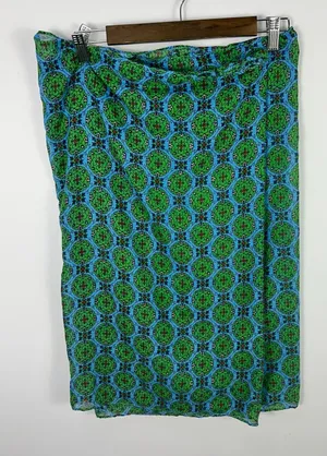 Aerie Green Blue Boho Floral Print Infinity Scarf Lightweight Sheer One‎ Size thumbnail 1