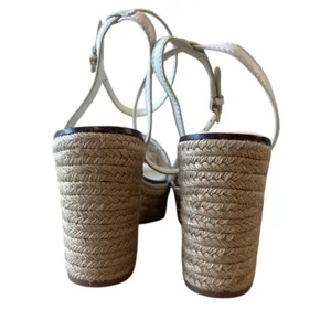Tory Burch Roselle Platform Espadrille Wedges‎ White Leather 10 thumbnail 5