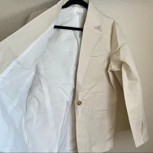 Anthropologie Rachael Wang Oversized oatmeal blazer neutral NWOT size Large‎ thumbnail 7