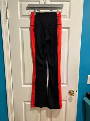 Lululemon Run: Ice Queen yoga pants flare leg black red sz 4 thumbnail 5