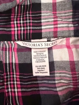 Victoria's Secret Black and pink plaid pajama set thumbnail 3