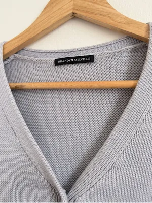 BRANDY MELVILLE Knit Cardigan Sweater Button Front Small Cropped thumbnail 3