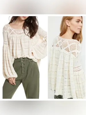 Free People Someday Crochet Sweater Size M thumbnail 2