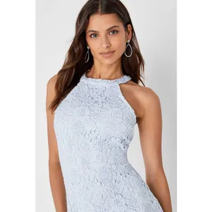 Lulus Love Poem Light Blue Lace Mini Dress Party Cocktail Romantic XS NWT thumbnail 2